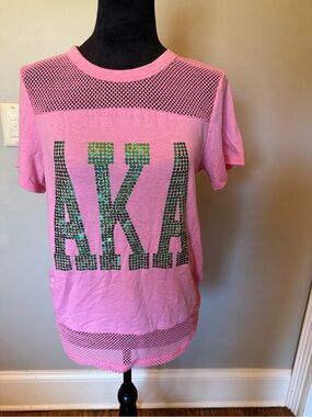 Pink Mesh 'AKA' Studded Tee